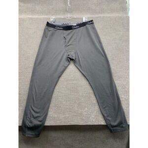 Cabela's Thermal Base Layer Pants Mens XL Gray Grid Fleece Midweight Stretchy